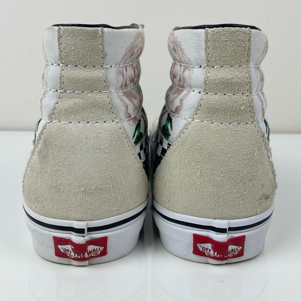 Vans Women’s Sk8-Hi “Checker Floral” White Cream Rose Skate Shoes Size 8.5 - Picture 7 of 11